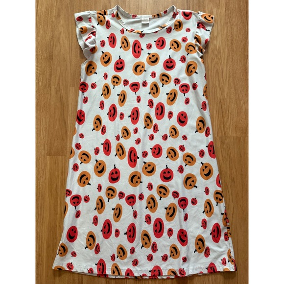 Unbranded Other - Girls Halloween Pumpkin Dress Flutter Sleeve Jack-O-Lantern Dress XL